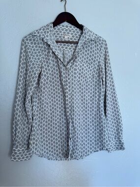 Women's Gray Printed Button-Up Shirt